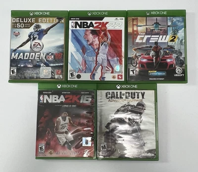 Xbox One Game Lot (5) Madden 16 NBA2K22 Crew 2 NBA2K16 COD Advanced Warfare CIB - Image 1 of 4