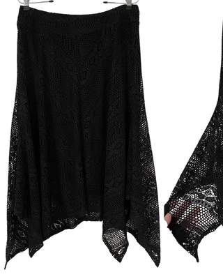 John Paul Richard Pañuelo Negro Crochet Encaje Pullon Midi Falda Capricho M Foto 1 de 4