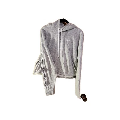 Under Armour Loose Gray Crop Logo Pullover Activewear Sweatshirt Women’s Size: L - Image 1 of 4