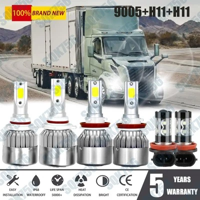 For Volvo VNL VNM 2004-2015 Combo LED Headlight High/Low Beam + FOG Light Bulbs - Image 1 of 4