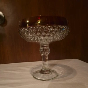 Vtg Indiana Glass Ruby Red Glass Diamond Point Candy Dish - Picture 1 of 6
