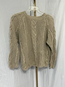 Vintage Hunters Run Ramie Pullover Strick Beige Small Langarm Rundhals - Bild 1 von 15