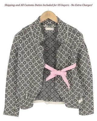 Cárdigan de punto con logotipo de algodón estampado gris XS Jersey ODD MOLLY M214-233 para mujer Foto 1 de 4