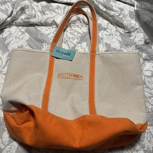 Threads Canvas Visit Florida Tote Bag Orange Trim NWT - Picture 1 of 10