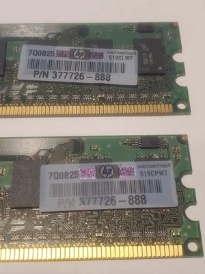HP 377726-888 DDR2 PC2 5300-555-12-22 RAM 1Rx8   2 MODULES - Image 1 of 3