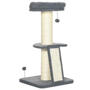 Cat Tree Tower for Indoor Cats w/ Scratching Posts, Pad, Dark Grey, Toy Ball - Picture 1 of 9
