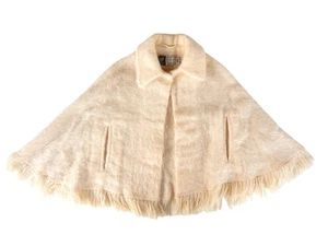 1970s Andrew Stewart Scotland Women's New Vintage White Mohair Wool Shawl Medium - Picture 1 of 6