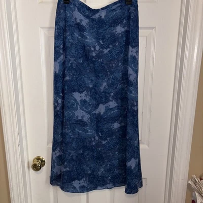 Falda para mujer Dana Buchman talla 10 azul cachemira mezcla de lino maxi larga modesta R Foto 1 de 4