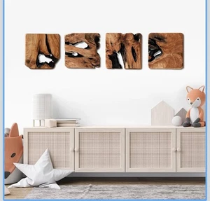 WELLAND 4 Pieces of Handmade Wall Sculptures, Rustic Abstract Wall Décor for ... - Picture 1 of 3