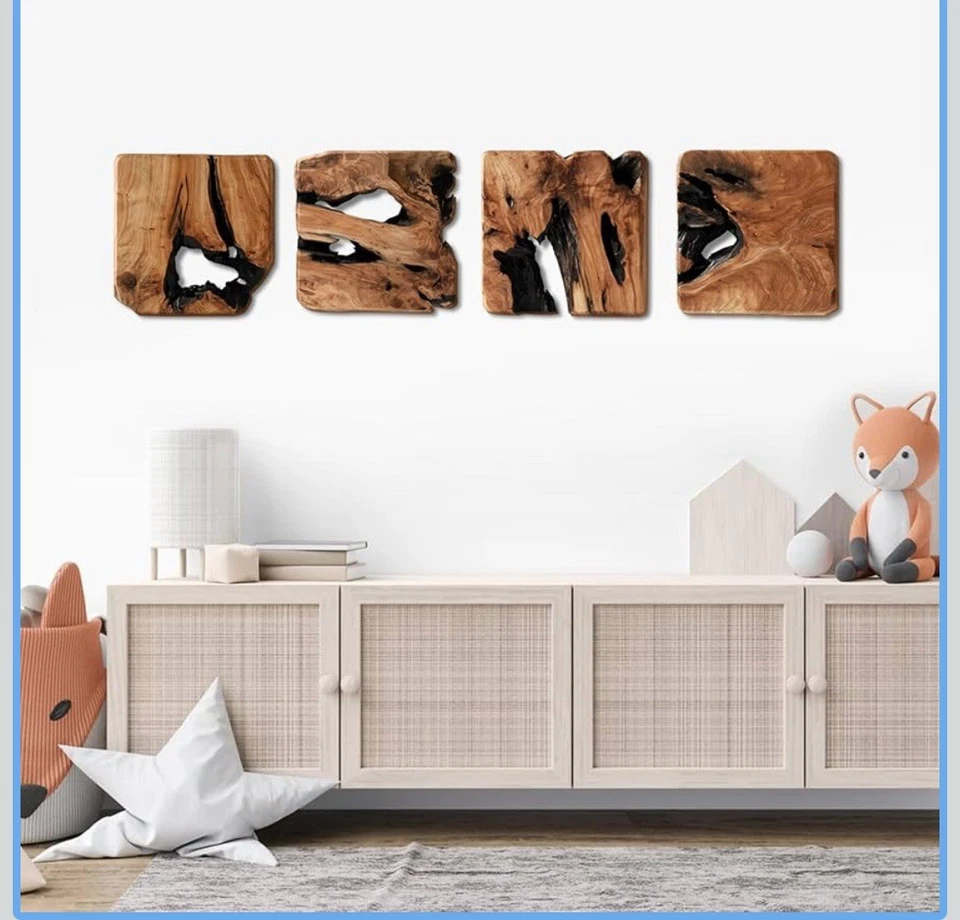 WELLAND 4 Pieces of Handmade Wall Sculptures, Rustic Abstract Wall Décor for ... - Image 1 of 3