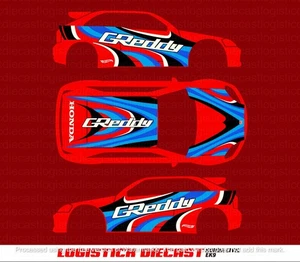 WATER SLIDE DECAL FOR Hot wheels 1/64 CUSTOM '90 Honda EK9 A1 - Picture 1 of 4