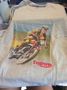 Triumph Motorcycle 3XL Gray Hanes Comfortblend Tshirt Vintage 80s - Picture 1 of 10