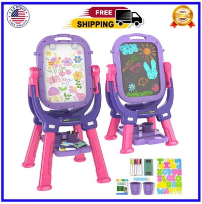 Caballete para Niños, Caballete de Arte para Niños Pequeños Ajustable de Pie, Magnético Doble Cara Fácil Foto 1 de 4