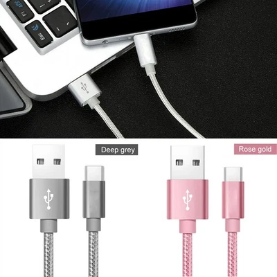 1m USB-C Nylon Braided Sync Fast-Charge Data Cable for Samsung Galaxy /Huawei xb - Image 1 of 4