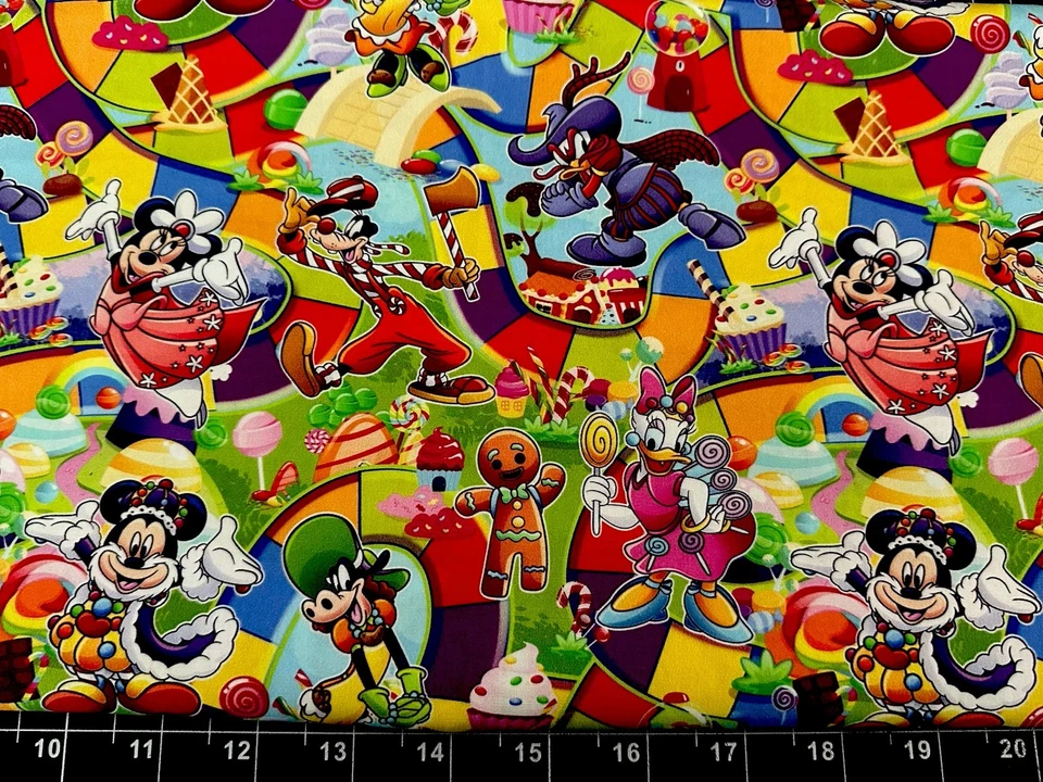 Tina Scrap 9"x14" Custom Mickey Minnie Candy Land Game Disney Cotton Fabric - Image 1 of 1