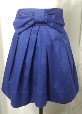 Saia feminina Forever 21 XS azul royal plissada cintura alta com laço frontal  - Imagem 1 de 4