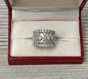 White Gold 14k Diamond Cluster Ring Size 8 Cocktail Ring 9.98 Grams 45 Diamonds - Picture 1 of 10