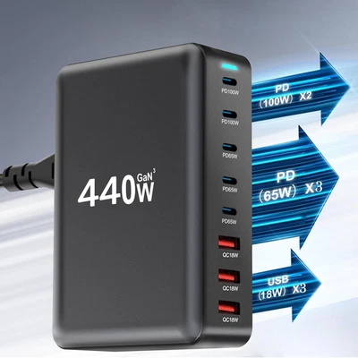 440W Charger Dock Type C 8 Port Hub Multi USB Charger Station PD Fast Charging - Image 1 of 4