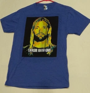 Taylor Hawkins Shirt Small Blue Yellow Graphic Foo Fighters Drummer Rock Band FF - Picture 1 of 7