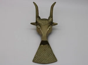 Cric per stivali vintage in ottone Longhorn Steer Bull - corno per scarpe - fermaporta - lungo 9,5" - Foto 1 di 10