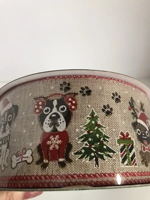 Kirkland Christmas Wire-edged Dog/Puppy Woven Ribbon, 2.5" wide, 50 yards NEW - Image 1 of 4