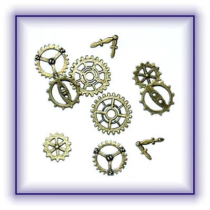 Zahnräder Zahnrad Zeiger 10 Stück 5 verschiedene Steampunk Gothic basteln Neu - Bild 1 von 1