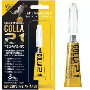Tubetto Super Colla 21 Adesivo Liquido Istantaneo Ultra Rapido Cianoacrilato 3g - Foto 1 di 5