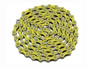 Bicycle Chain 1/2" x 1/8 x 112 Links Yellow/Chrome BMX Cruiser Lowrider Bikes - Picture 1 of 1
