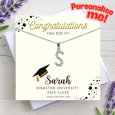 Personalised Initial Letter 925 Silver Necklace Graduation Gift for Daughter Box - Image 1 of 4