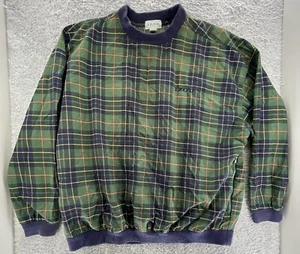 Giacca a vento Izod Golf a quadri verde blu vintage tasche laterali uomo taglia XL - Foto 1 di 5