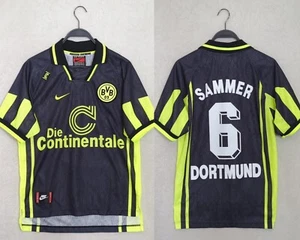 Vintage Borussia Dortmund Jersey #6 Sammer Away S Black Yellow Champions League - Picture 1 of 12