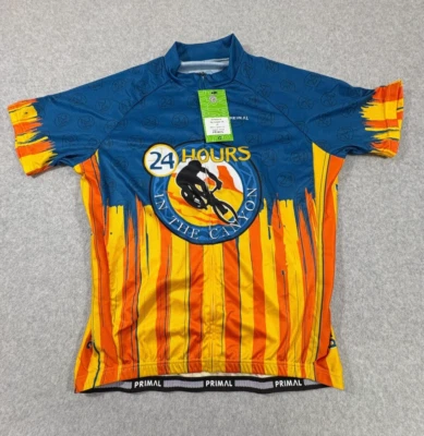 Camiseta deportiva de ciclismo Primal para hombre grande azul naranja nueva con etiquetas elástica 24 horas en el cañón Foto 1 de 4
