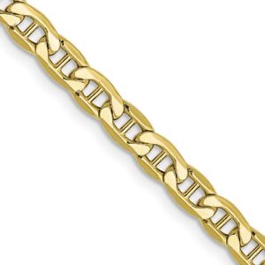 4mm 10K Yellow Gold Hollow Anchor Chain Necklace