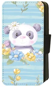 Panda - Cute Animals - Printed iPhone Pixel Galaxy Gift Flip/Wallet Case - Picture 1 of 8