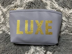 NEW! Ruby+Cash LUXE Gray/Blue Gold Glitter Flat Makeup Bag Pouch - Picture 1 of 5
