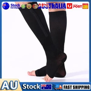 Compression Socks Support Socks Open Toe 1 Pair for Men and Women (Black L/XL) A - Picture 1 of 1