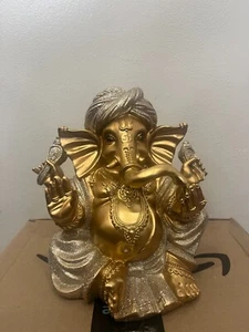 Gold Lord Ganesha Statues- Hindu Elephant God Statue Sculpture - Picture 1 of 4