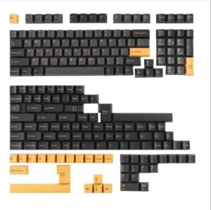 Black Orange Gold Gray Doubleshot PBT Cherry Profile Keycap Set - Picture 1 of 6
