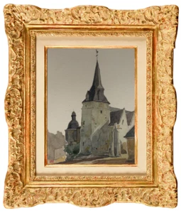 ALBERT FEUILLASTRE (1896 - 1976 ) VUE DE L'EGLISE DE PARIGNE-L'EVEQUE 1940 (32) - Picture 1 of 3