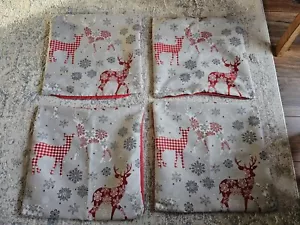 4x Christmas Grey/Red Throw Pillow Covers Xmas Cushion Deer Snowflakes Decor - Picture 1 of 11