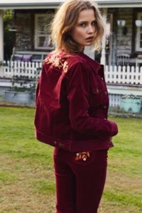 ARNHEM Jacket Size 10 Burgundy Port Long Sleeve Embroidered "Ginger" Cord Jacket - Picture 1 of 8