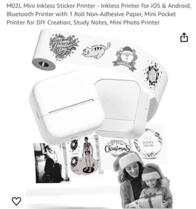 M02L Mini Inkless Sticker Printer Bluetooth IOS & Android - Picture 1 of 4