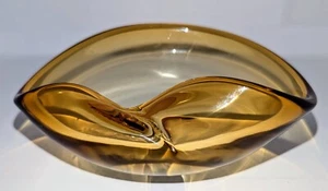 Vtg Murano Amber Gold Sommerso Blown Glass Cigar Ashtray Bowl 1 Notch MCM 70s A+ - Picture 1 of 24