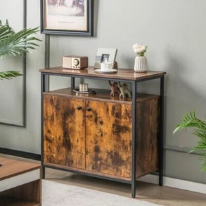 Sideboard Cabinet Industrial Storage Organizer Rustic 2Doors Dining Room Hallway - Picture 1 of 10