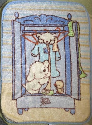 Cobertor de bebê World of Baby Mink Bear filhote cachorro pato 100% acrílico urso pelúcia em excelente estado usado - Imagem 1 de 3