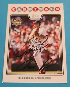 Chris Perez Rookie Firmado 2008 Topps #UH273 Cardenales de San Luis Autógrafo Automático B - Imagen 1 de 3