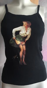 Mira Mikati Pop art Black Camisole Tank top, Rhinestones sleeveless, Black EU 42 - Picture 1 of 12