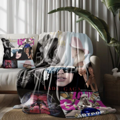 Throw Blanket and Pillowcase Set of 2，Lady Gaga Thin Bed Couch Decor Gifts - Image 1 of 4