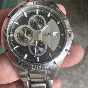 Relic Stainless Steel Chronograph Quartz Date Watch by Fossil No Bat - Picture 1 of 5