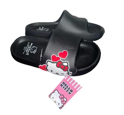 Sandálias Slide Hello Kitty By Sanrio Meninas Tamanho 13/1 Preto (NOVO COM ETIQUETAS) - Imagem 1 de 4